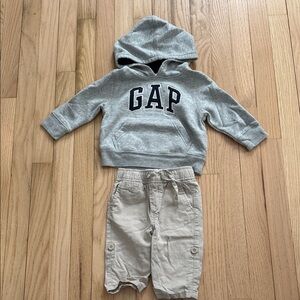 GAP Gray Hoodie and Beige Pants Set